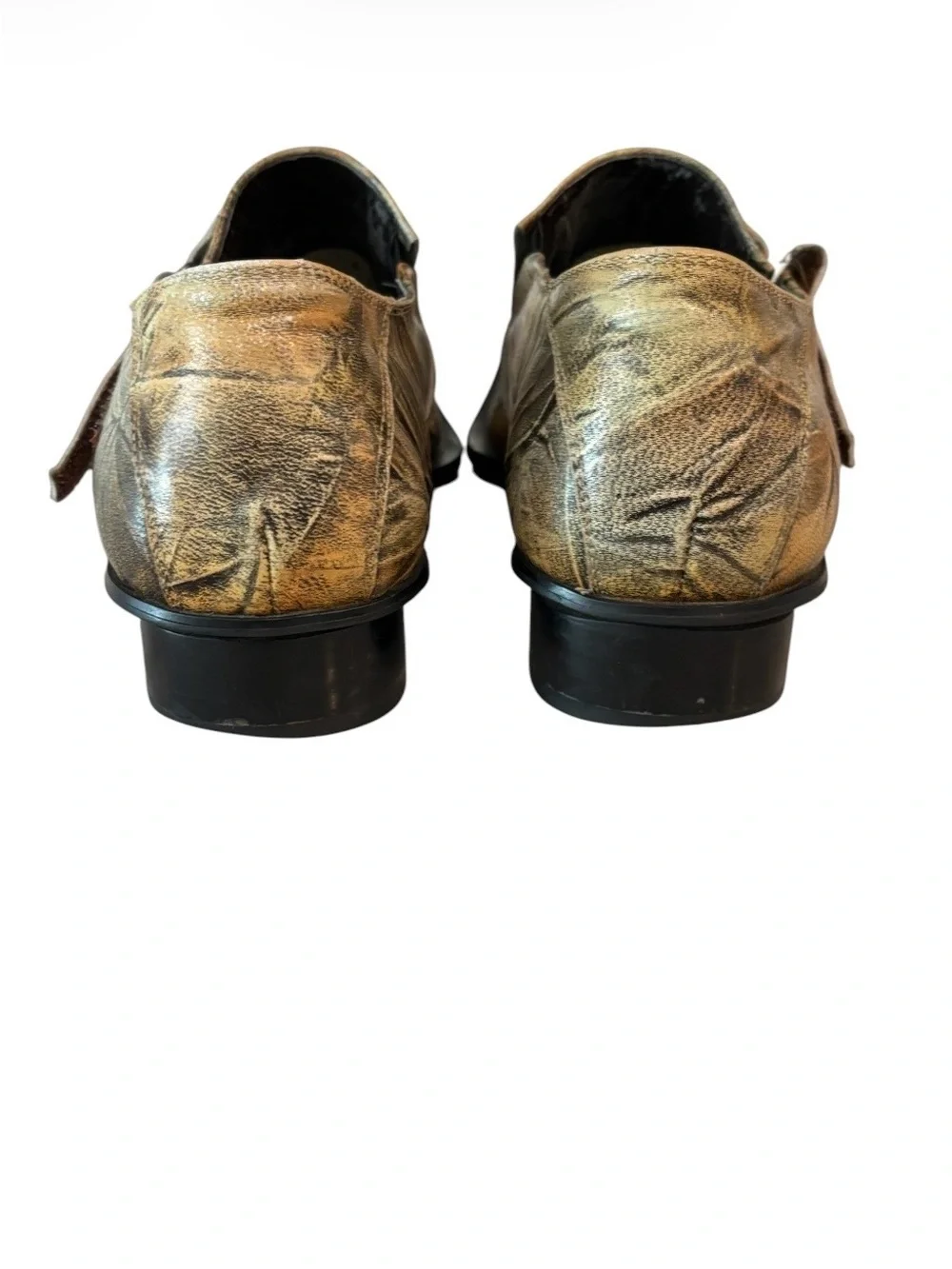 Zota Men's Brown Leather Patterned Dress Shoes